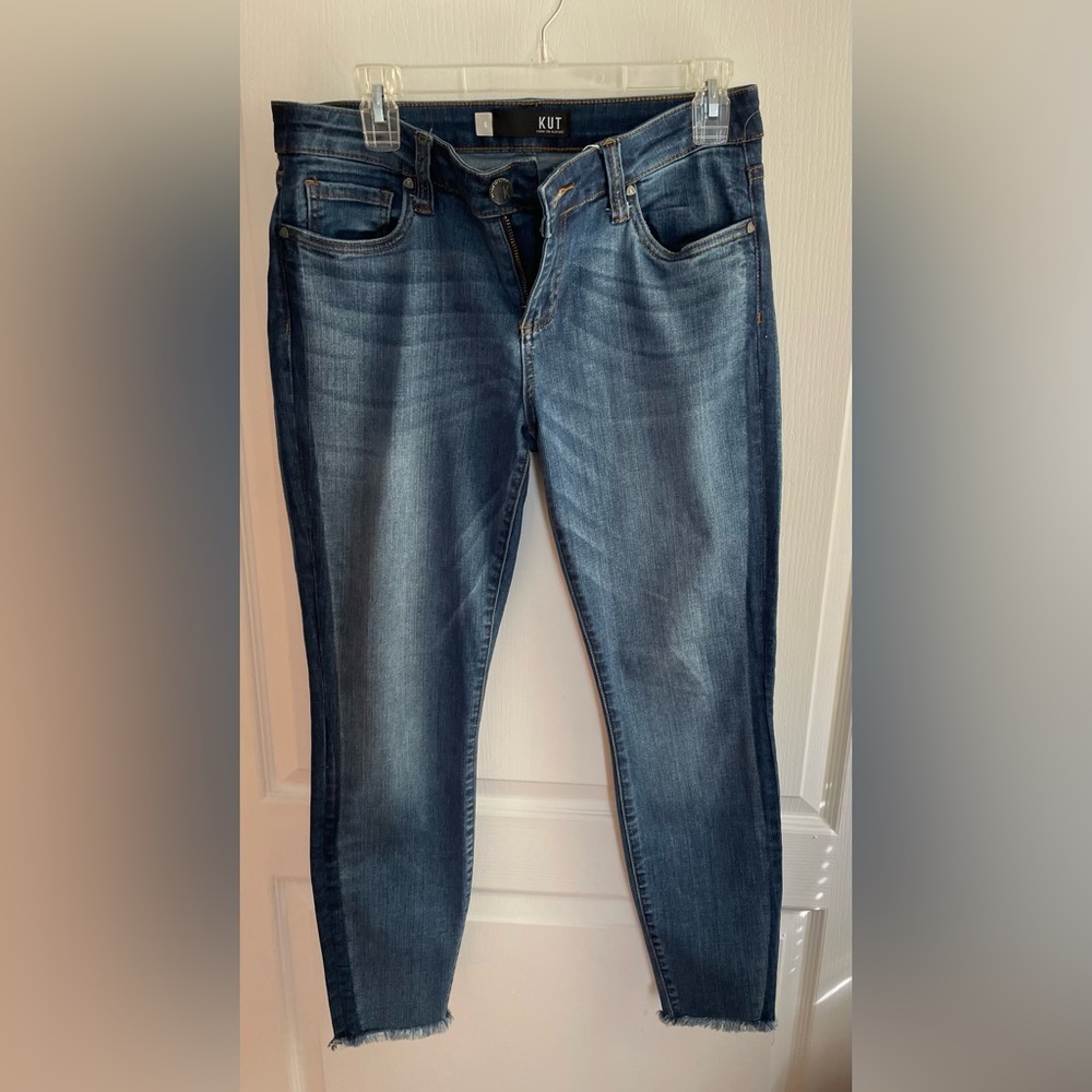 Kut from the Kloth Blue Skinny Jeans Raw Hem Sz8 Women
